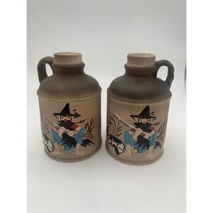 Vintage Nasco Japan Moonshine Jug Hillbilly/ Sleeping Dog Salt & Pepper Shakers